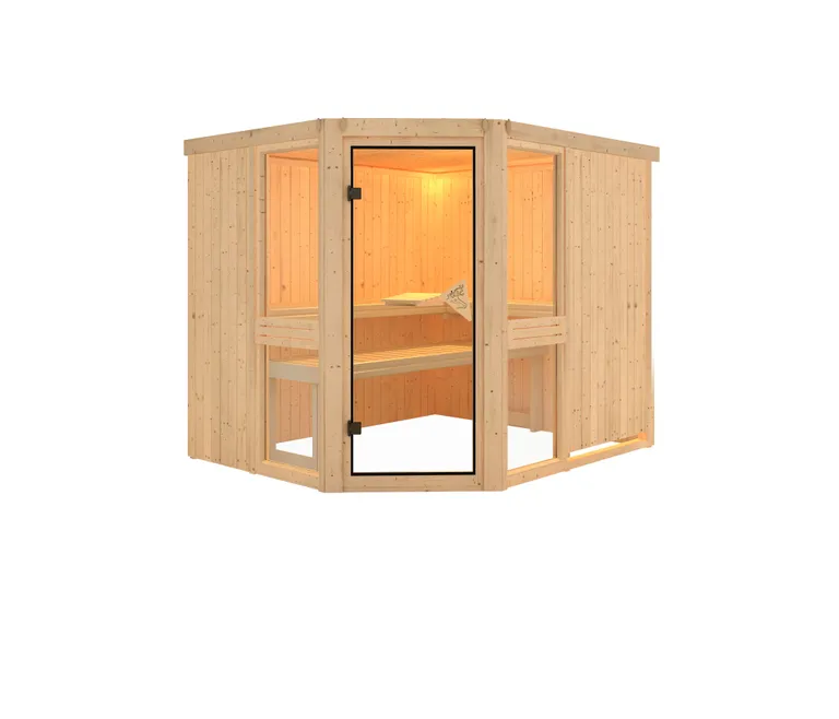 Karibu System-Sauna Amelia 3 Eckeinstieg 68 mm 1