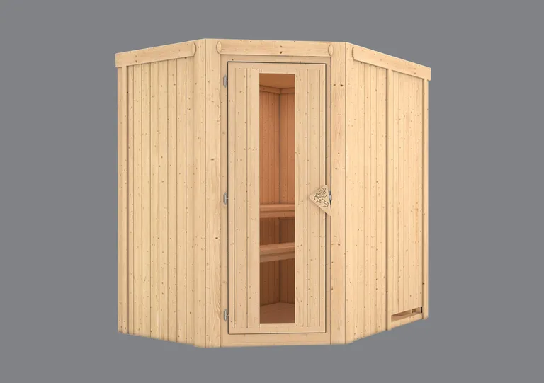 Karibu System-Sauna Carin Eckeinstieg 68 mm 1