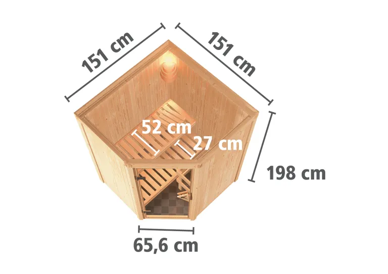 Karibu System-Sauna Komplettset Ida Eckeinstieg 68 mm 5