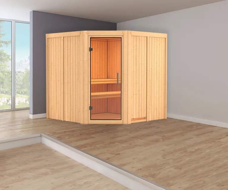 Karibu System-Sauna Komplettset Liva Eckeinstieg 68 mm 0