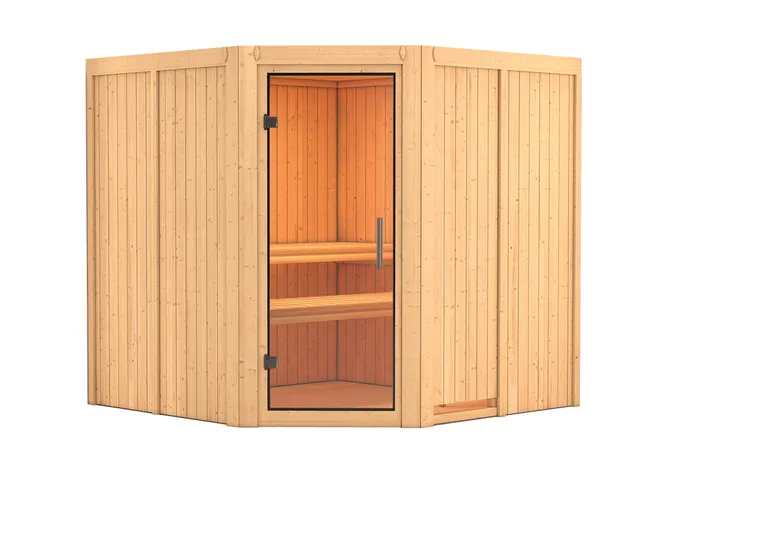 Karibu System-Sauna Komplettset Liva Eckeinstieg 68 mm 1