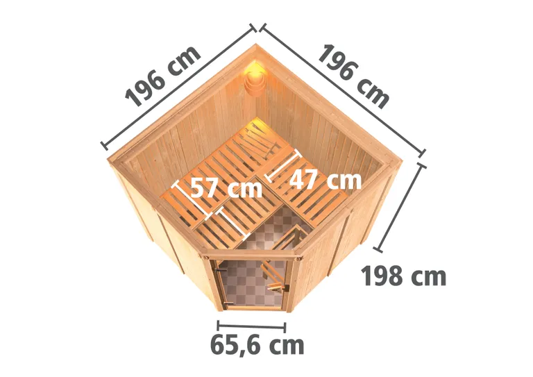 Karibu System-Sauna Liva Eckeinstieg 68 mm 5