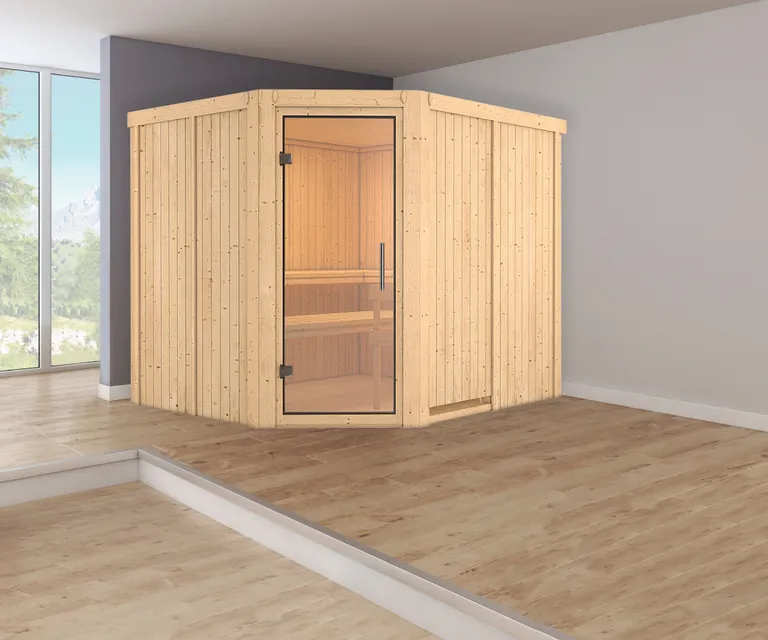 Karibu System-Sauna Komplettset Mikkel Eckeinstieg 68 mm 0