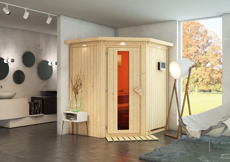 Karibu System-Sauna Taurin Eckeinstieg 68 mm 3