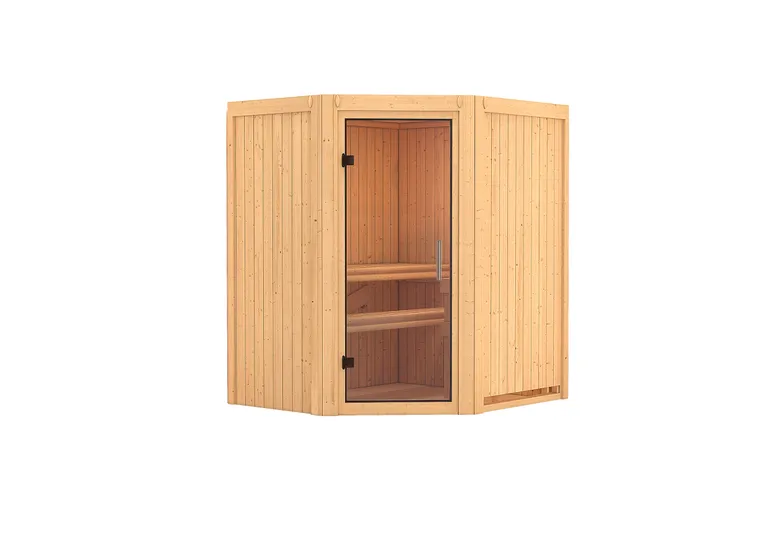 Karibu System-Sauna Komplettset Viggo Eckeinstieg 68 mm 1