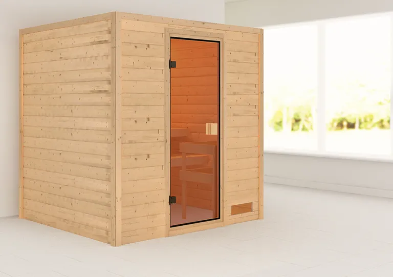 Woodfeeling Massivholz-Sauna Adelina Fronteinstieg 38 mm 1