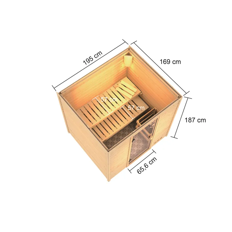 Woodfeeling Massivholz-Sauna Adelina Fronteinstieg 38 mm 2