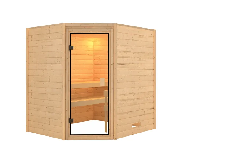 Woodfeeling Massivholz-Sauna Elea Eckeinstieg 38 mm 3