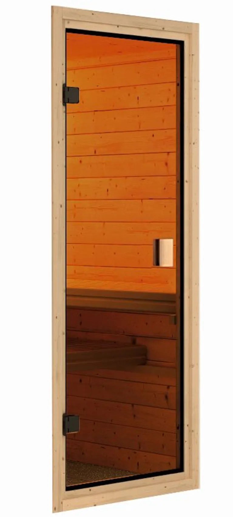 Woodfeeling Massivholz-Sauna Jella Eckeinstieg 38 mm 4