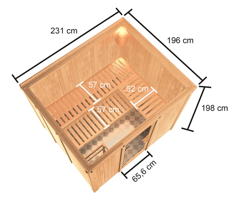 Woodfeeling Massivholz-Sauna Nybro Fronteinstieg 68 mm 2