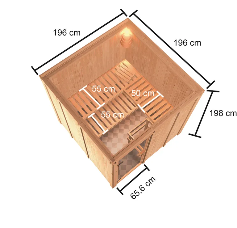 Woodfeeling Massivholz-Sauna Oulu Fronteinstieg 68 mm 1