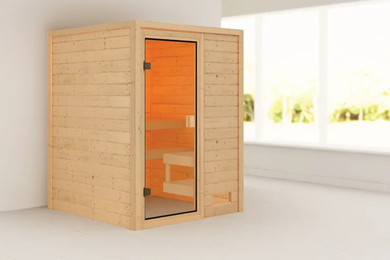 Woodfeeling Massivholz-Sauna Sandra Fronteinstieg 38 mm 0