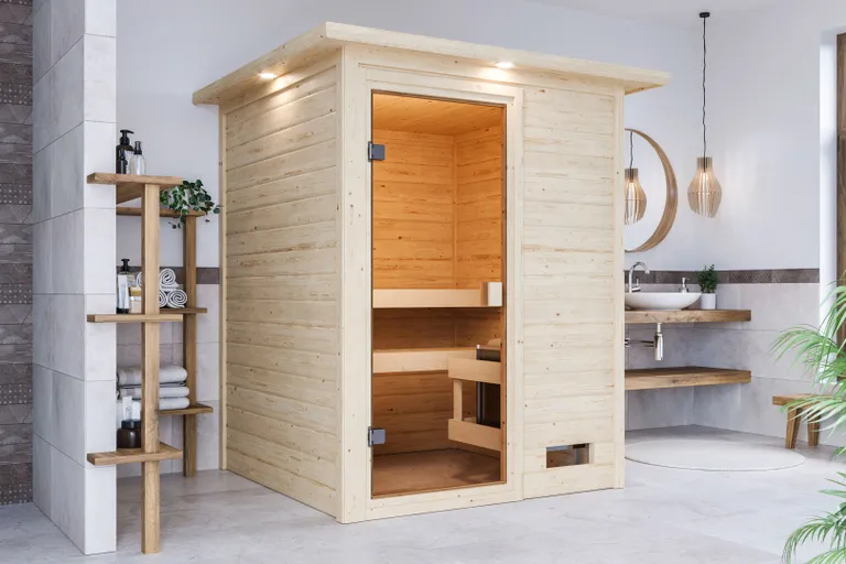 Woodfeeling Massivholz-Sauna Sandra Fronteinstieg 38 mm 0