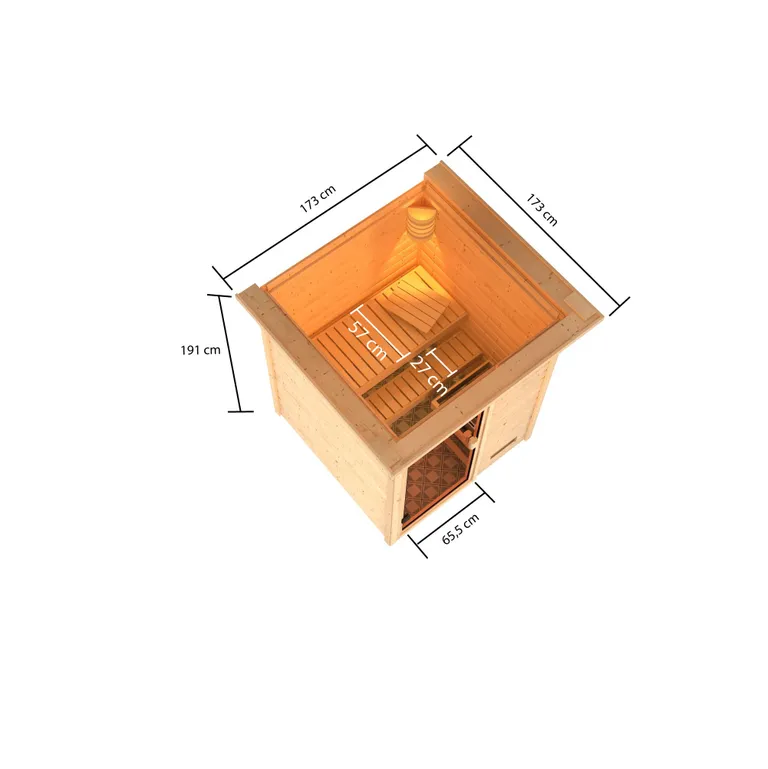 Woodfeeling Massivholz-Sauna Sandra Fronteinstieg 38 mm 2