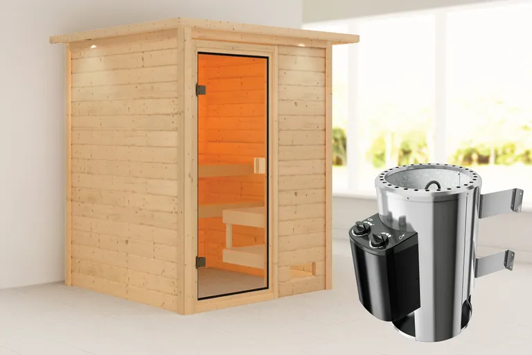 Woodfeeling Massivholz-Sauna Sandra Fronteinstieg 38 mm 0