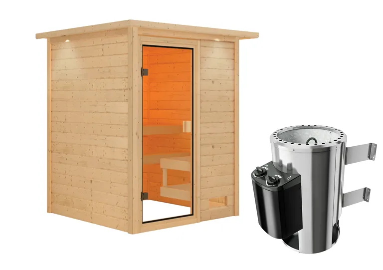 Woodfeeling Massivholz-Sauna Sandra Fronteinstieg 38 mm 2