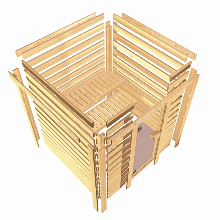 Woodfeeling Massivholz-Sauna Svea Eckeinstieg 38 mm 4