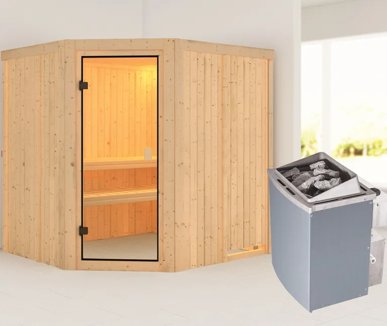 Woodfeeling System-Sauna Bodo Eckeinstieg 68 mm 0