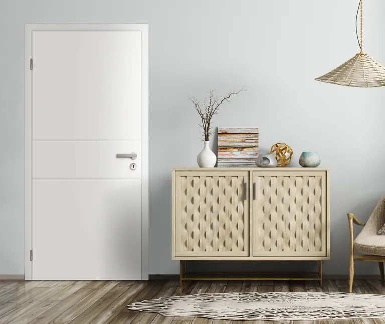HORI Zimmertür Komplettset Vigo Weißlack RAL9010 Röhrenspan Eckkante 1