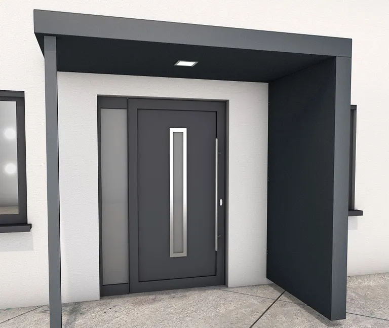 Gutta Vordach Haustür mit Seitenteil BS PLUS aluminium 8