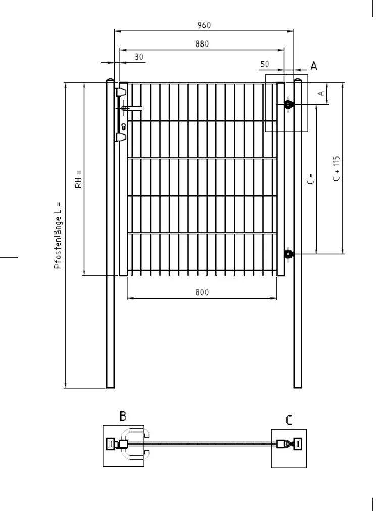 HORI Tor für Doppelstabmattenzaun 2